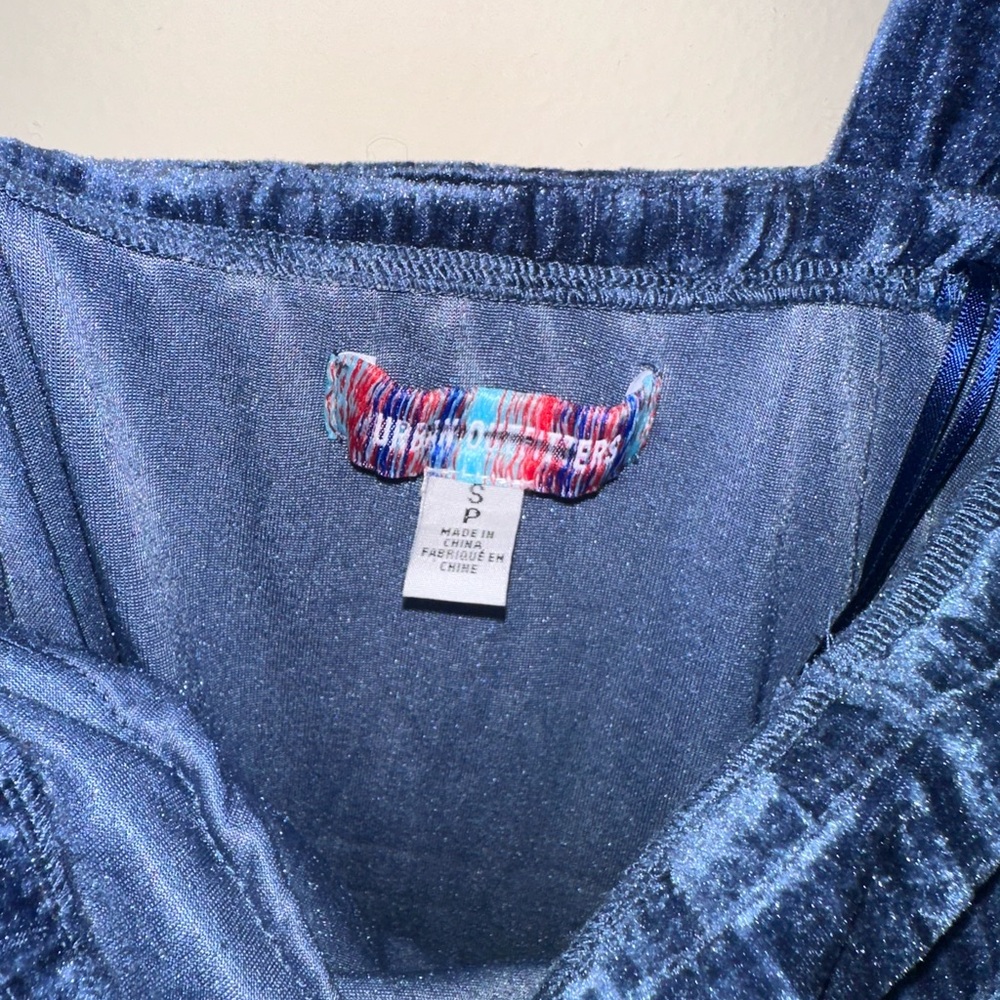 Urban Outfitters Blue Velvet One Shoulder Dress - Picture 2 of 5
